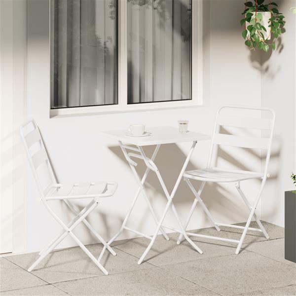 Grote foto vidaxl bistroset 3 pcs wit staal tuin en terras tuinmeubelen