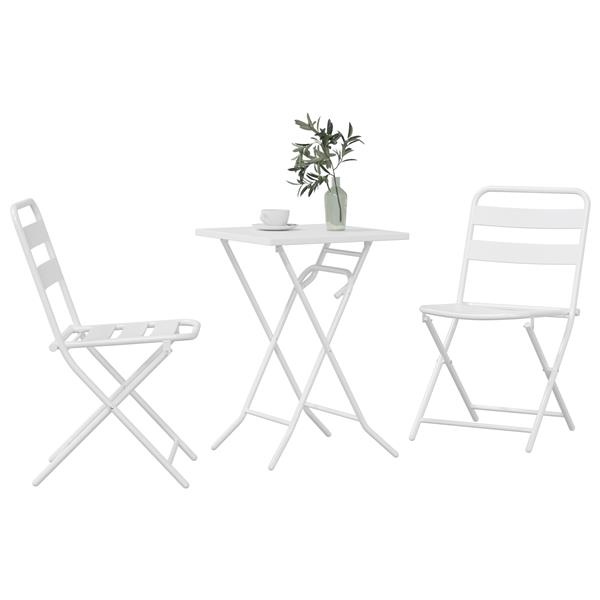 Grote foto vidaxl bistroset 3 pcs wit staal tuin en terras tuinmeubelen