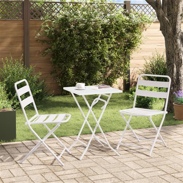 Grote foto vidaxl bistroset 3 pcs wit staal tuin en terras tuinmeubelen