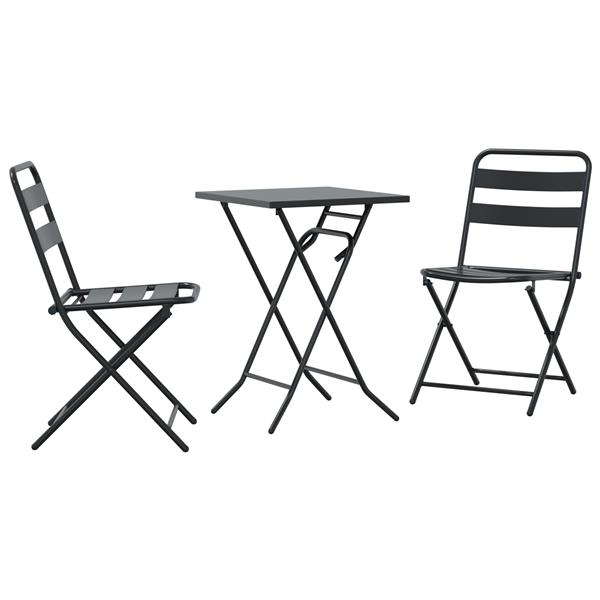 Grote foto vidaxl tuin bistro set 3 pcs antraciet staal tuin en terras tuinmeubelen