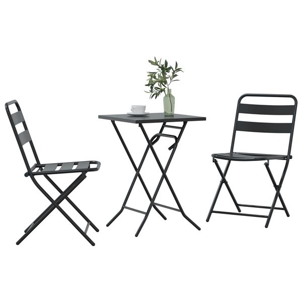 Grote foto vidaxl tuin bistro set 3 pcs antraciet staal tuin en terras tuinmeubelen