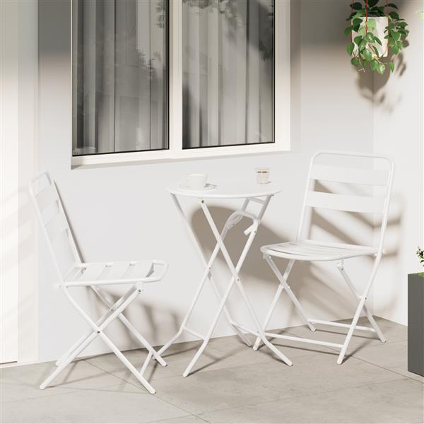 Grote foto vidaxl tuin bistro set 3 pcs wit staal tuin en terras tuinmeubelen