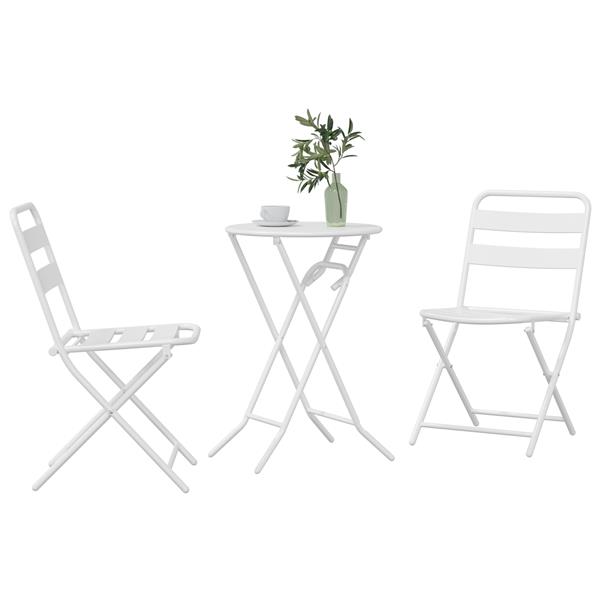 Grote foto vidaxl tuin bistro set 3 pcs wit staal tuin en terras tuinmeubelen