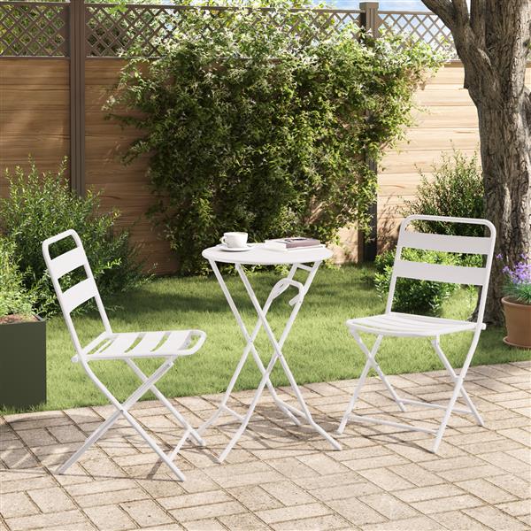 Grote foto vidaxl tuin bistro set 3 pcs wit staal tuin en terras tuinmeubelen