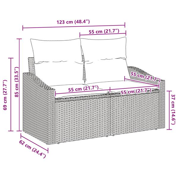 Grote foto vidaxl tuinbank met kussen beige 123 x 62 x 69cm poly rattan tuin en terras tuinmeubelen