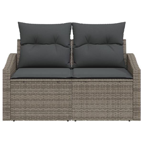 Grote foto vidaxl tuinbank met kussen grijs 123 x 62 x 69cm poly rattan tuin en terras tuinmeubelen