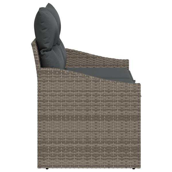 Grote foto vidaxl tuinbank met kussen grijs 123 x 62 x 69cm poly rattan tuin en terras tuinmeubelen