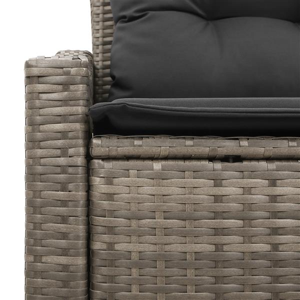 Grote foto vidaxl tuinbank met kussen grijs 123 x 62 x 69cm poly rattan tuin en terras tuinmeubelen
