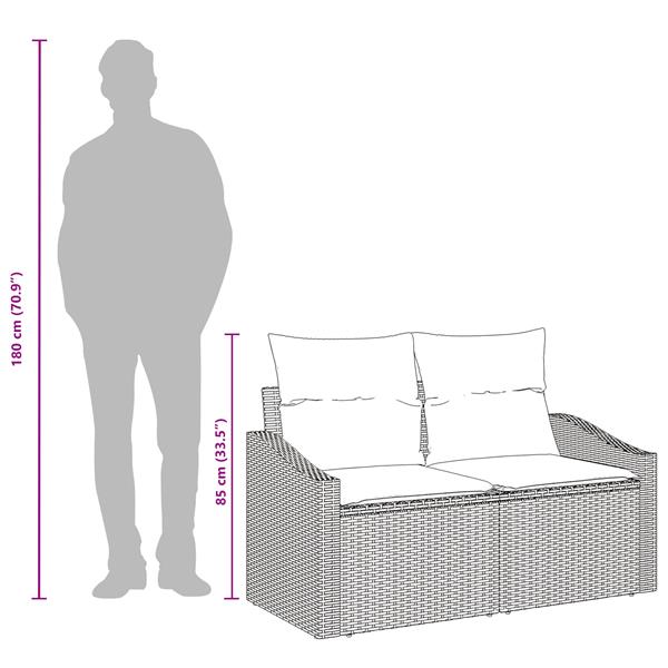 Grote foto vidaxl tuinbank met kussen bruin 123 x 62 x 69cm poly rattan tuin en terras tuinmeubelen