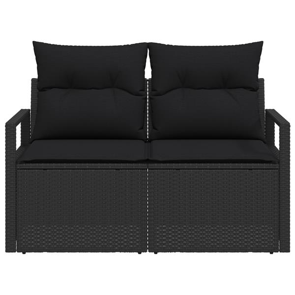 Grote foto vidaxl tuinbank met kussen zwart 120 x 62 x 69cm poly rattan tuin en terras tuinmeubelen