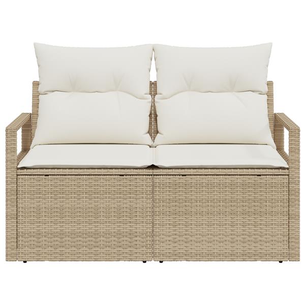 Grote foto vidaxl tuinbank met kussen beige 120 x 62 x 69cm poly rattan tuin en terras tuinmeubelen