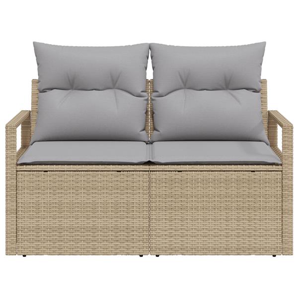 Grote foto vidaxl tuinbank met kussen beige 120 x 62 x 69cm poly rattan tuin en terras tuinmeubelen