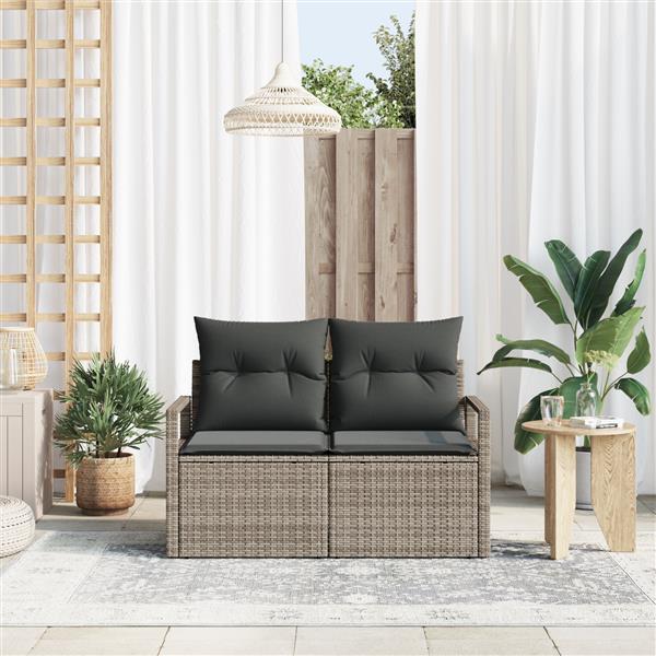 Grote foto vidaxl tuinbank met kussen grijs 120 x 62 x 69cm poly rattan tuin en terras tuinmeubelen
