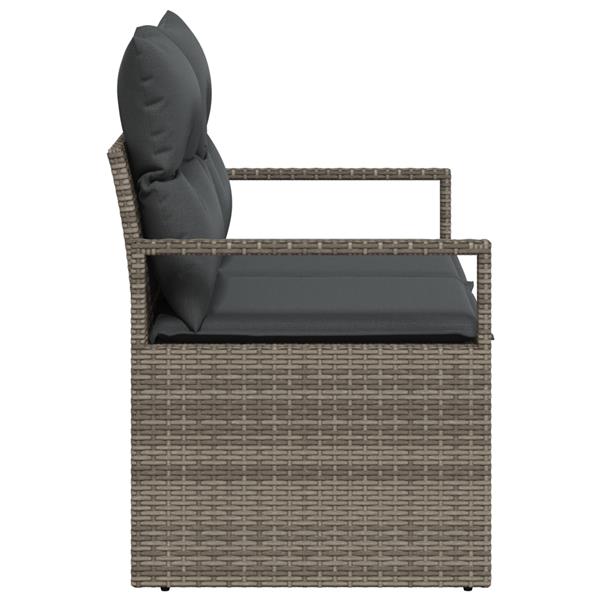 Grote foto vidaxl tuinbank met kussen grijs 120 x 62 x 69cm poly rattan tuin en terras tuinmeubelen