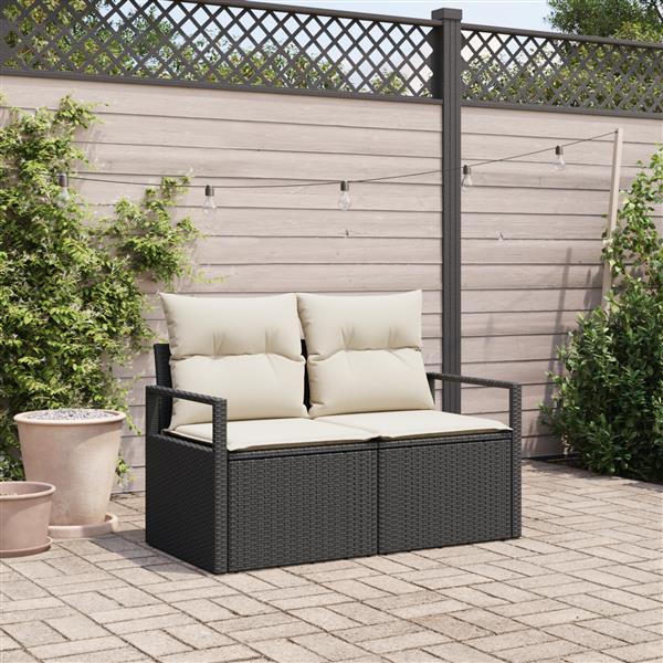 Grote foto vidaxl tuinbank zwart 120 x 62 x 69cm poly rattan tuin en terras tuinmeubelen