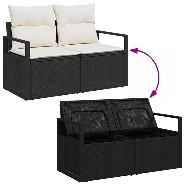 Grote foto vidaxl tuinbank zwart 120 x 62 x 69cm poly rattan tuin en terras tuinmeubelen