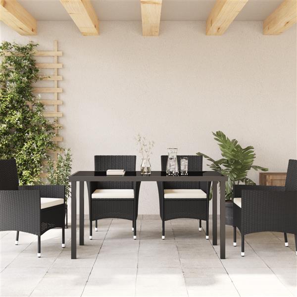 Grote foto vidaxl tuinstafel zwart 140 x 80 x 73 cm massief teakhout tuin en terras tuinmeubelen
