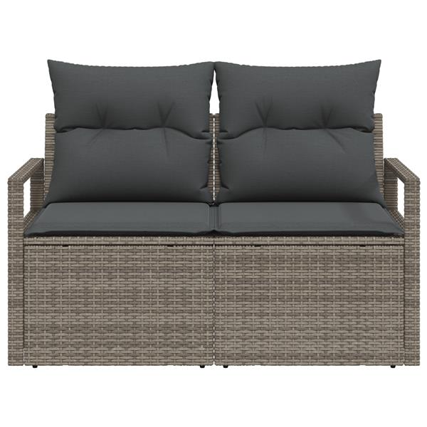 Grote foto vidaxl tuinbank met kussen grijs 120 x 62 x 69cm poly rattan tuin en terras tuinmeubelen