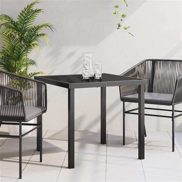 Grote foto vidaxl tuinstafel zwart 80 x 80 x 73 cm massief teakhout tuin en terras tuinmeubelen