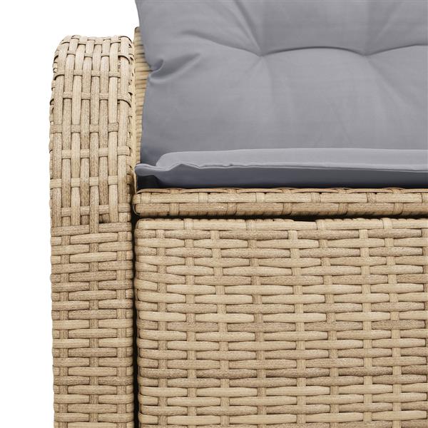 Grote foto vidaxl tuinbank met kussen beige 124 x 62 x 69cm poly rattan tuin en terras tuinmeubelen