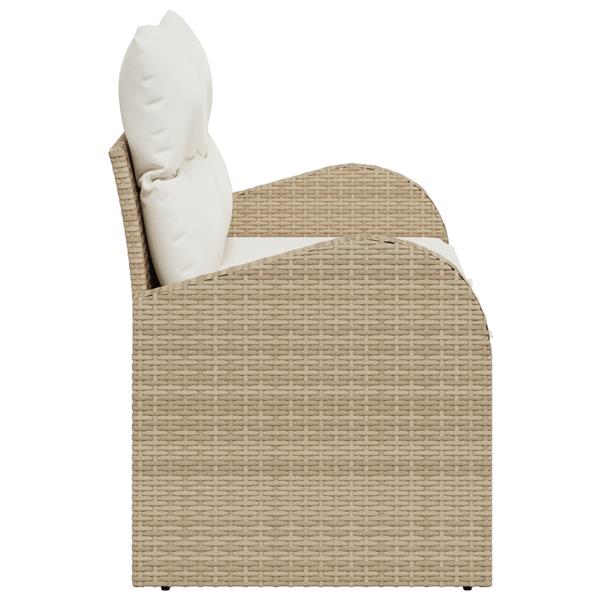 Grote foto vidaxl tuinbank met kussen beige 124 x 62 x 69cm poly rattan tuin en terras tuinmeubelen
