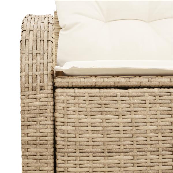Grote foto vidaxl tuinbank met kussen beige 124 x 62 x 69cm poly rattan tuin en terras tuinmeubelen