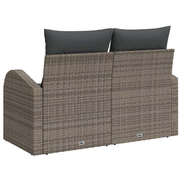 Grote foto vidaxl tuinbank met kussen grijs 124 x 62 x 69cm poly rattan tuin en terras tuinmeubelen
