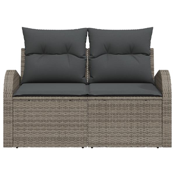Grote foto vidaxl tuinbank met kussen grijs 124 x 62 x 69cm poly rattan tuin en terras tuinmeubelen