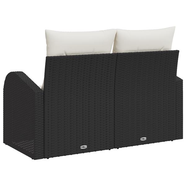 Grote foto vidaxl tuinbank met kussen zwart 124 x 62 x 69cm poly rattan tuin en terras tuinmeubelen