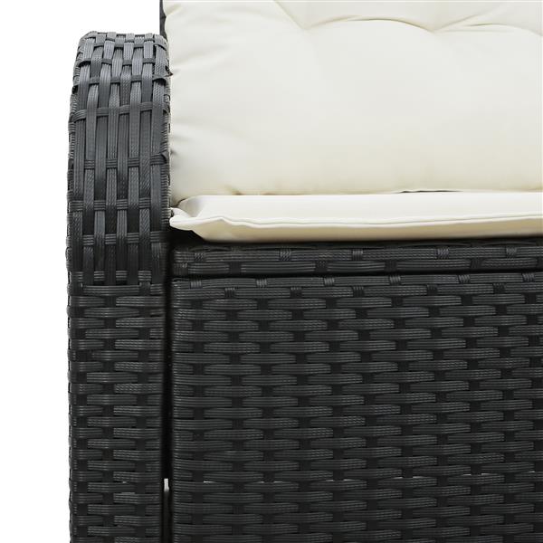 Grote foto vidaxl tuinbank met kussen zwart 124 x 62 x 69cm poly rattan tuin en terras tuinmeubelen