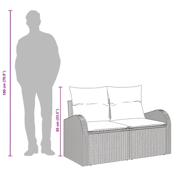 Grote foto vidaxl tuinbank met kussen zwart 124 x 62 x 69cm poly rattan tuin en terras tuinmeubelen
