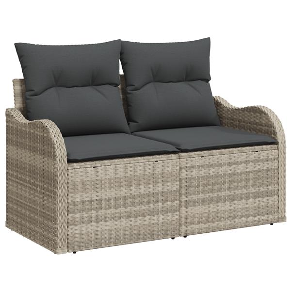 Grote foto vidaxl tuinbank met kussen lichtgrijs 121 x 62 x 69cm poly rattan tuin en terras tuinmeubelen