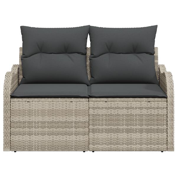 Grote foto vidaxl tuinbank met kussen lichtgrijs 121 x 62 x 69cm poly rattan tuin en terras tuinmeubelen