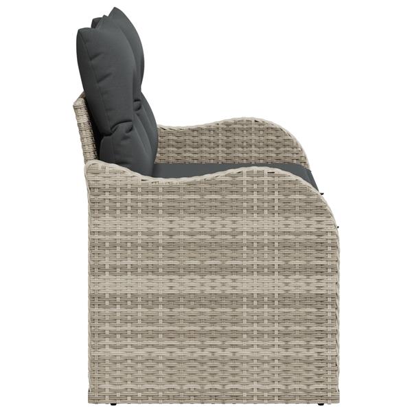 Grote foto vidaxl tuinbank met kussen lichtgrijs 121 x 62 x 69cm poly rattan tuin en terras tuinmeubelen
