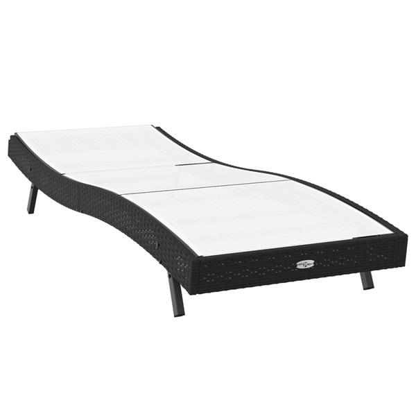Grote foto vidaxl ligstoel zwart en wit 70 x 197 x 82 cm poly rattan en metaal tuin en terras tuinmeubelen