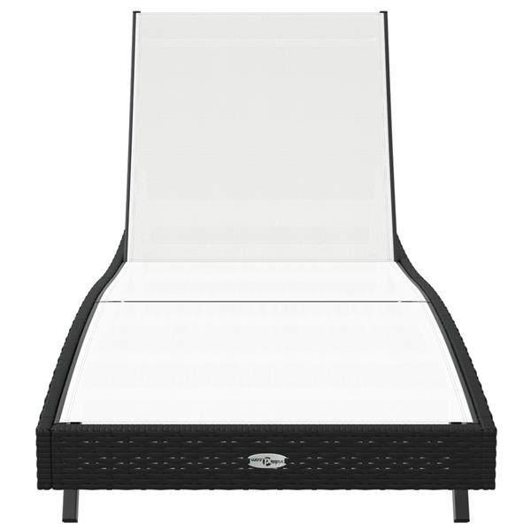 Grote foto vidaxl ligstoel zwart en wit 70 x 197 x 82 cm poly rattan en metaal tuin en terras tuinmeubelen