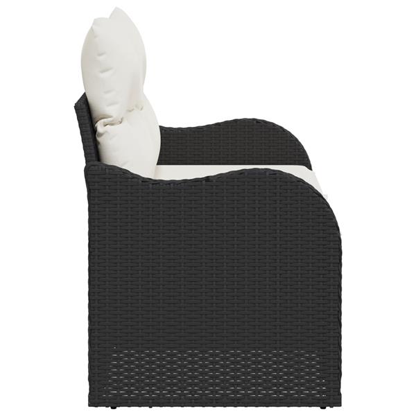 Grote foto vidaxl tuinbank met kussen zwart 121 x 62 x 69cm poly rattan tuin en terras tuinmeubelen