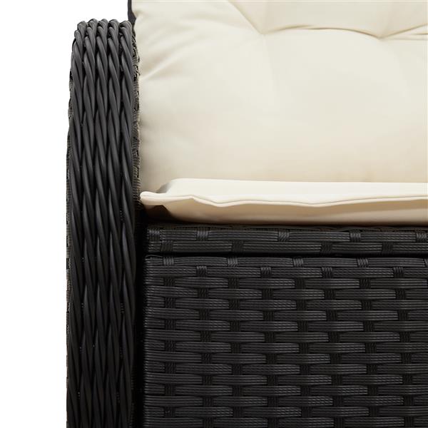 Grote foto vidaxl tuinbank met kussen zwart 121 x 62 x 69cm poly rattan tuin en terras tuinmeubelen