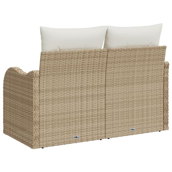 Grote foto vidaxl tuinbank met kussen beige 121 x 62 x 69cm poly rattan tuin en terras tuinmeubelen
