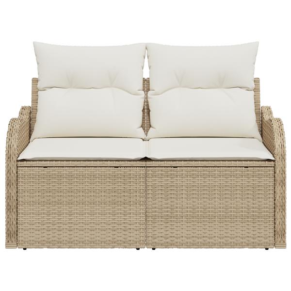 Grote foto vidaxl tuinbank met kussen beige 121 x 62 x 69cm poly rattan tuin en terras tuinmeubelen