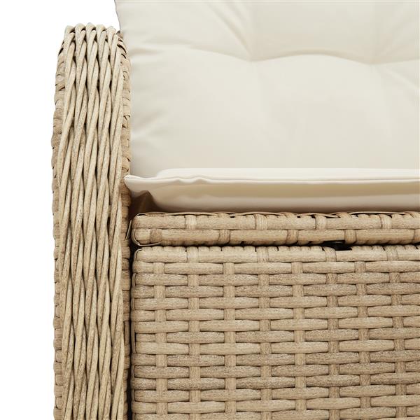 Grote foto vidaxl tuinbank met kussen beige 121 x 62 x 69cm poly rattan tuin en terras tuinmeubelen
