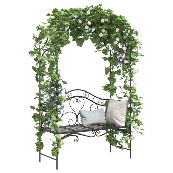 Grote foto vidaxl tuinbank met kussen zwart 104 x 54 x 93cm staal tuin en terras tuinmeubelen