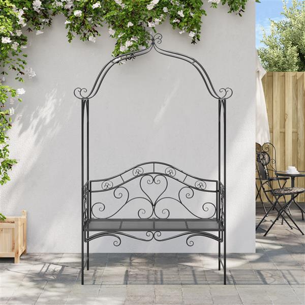 Grote foto vidaxl tuinbank met kussen zwart 104 x 54 x 93cm staal tuin en terras tuinmeubelen