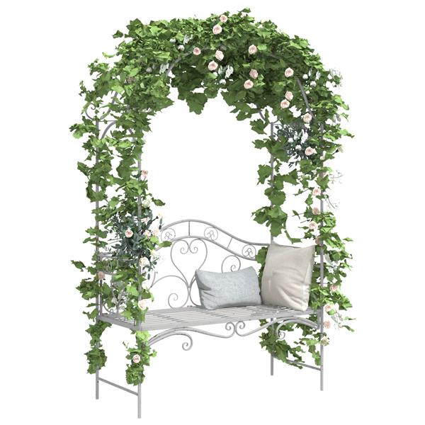 Grote foto vidaxl tuinbank met kussen wit 104 x 54 x 93cm staal tuin en terras tuinmeubelen