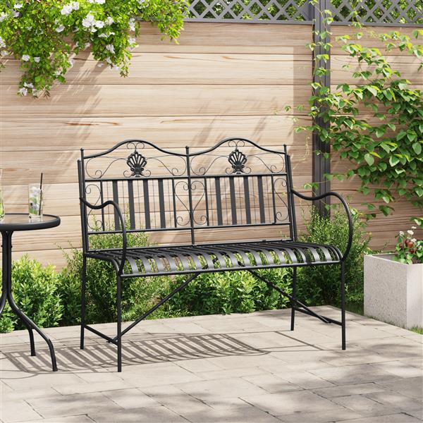 Grote foto vidaxl tuinbank zwart 104 x 54 x 93cm staal tuin en terras tuinmeubelen