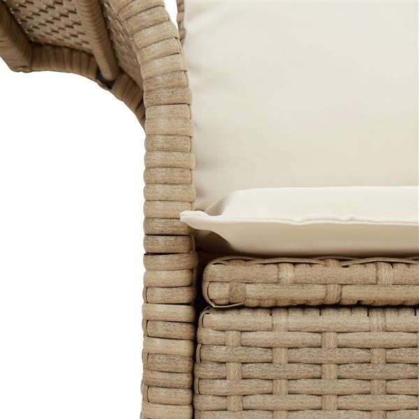 Grote foto vidaxl tuinbank met kussen beige 141 x 62 x 69cm poly rattan tuin en terras tuinmeubelen