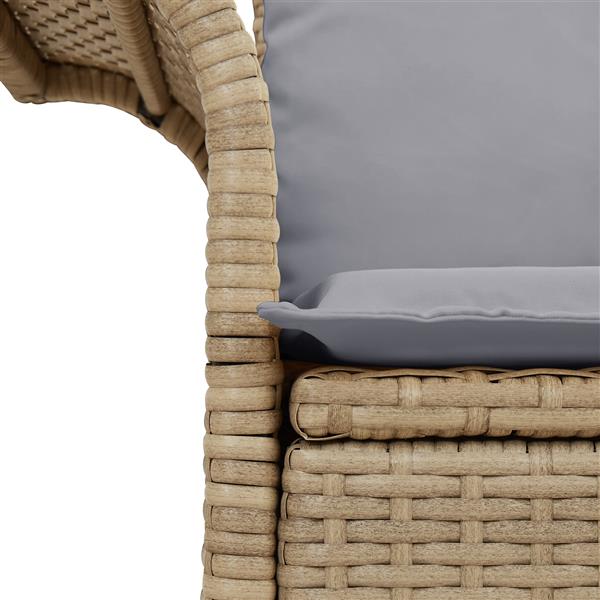 Grote foto vidaxl tuinbank met kussen beige 141 x 62 x 69cm poly rattan tuin en terras tuinmeubelen