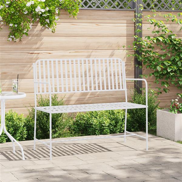 Grote foto vidaxl tuinbank wit 104 x 54 x 93cm staal tuin en terras tuinmeubelen