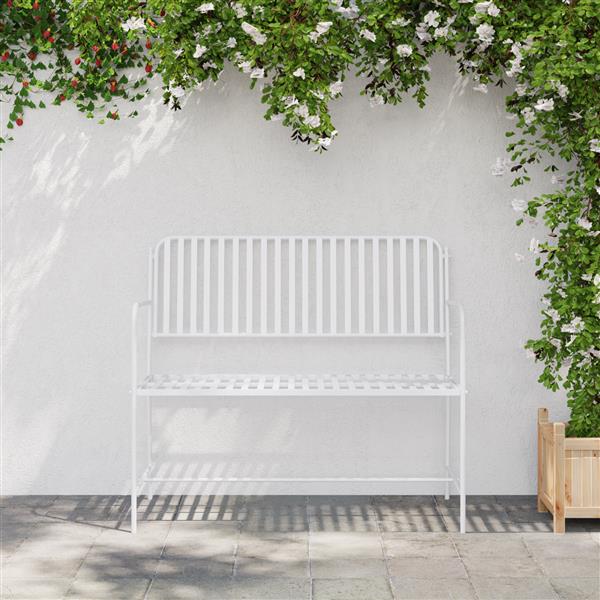 Grote foto vidaxl tuinbank wit 104 x 54 x 93cm staal tuin en terras tuinmeubelen