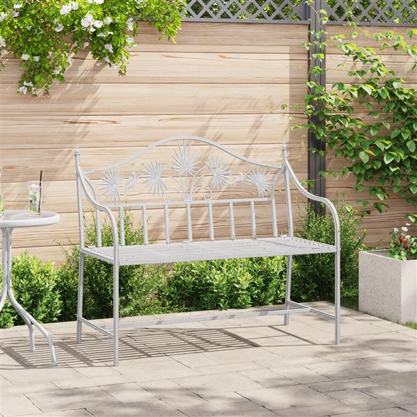 Grote foto vidaxl tuinbank antiek wit 104 x 52 5 x 89 cm staal tuin en terras tuinmeubelen